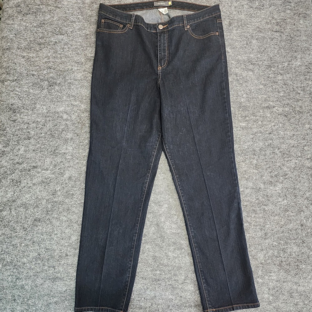 Venezia Jeans Womens Size 5 Blue Dark Wash Denim Stretch Straight Leg‎ 38W X 32L
